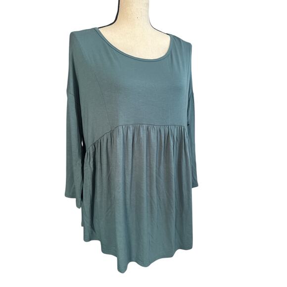 BUILT by Dreamers babydoll Top Blue Soft Half Sleeve Loose Fit Women's Small - Picture 4 of 5